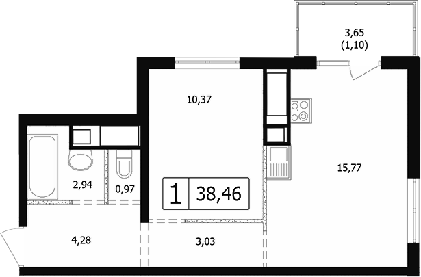 Продается 2-комн. квартира, 36.3 м²