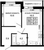 Продается 1-комн. квартира, 37.2 м²