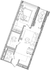 1-комн., 36.15 м², 2/8 этаж, ЖК «Гостиничный комплекс Белые ночи»