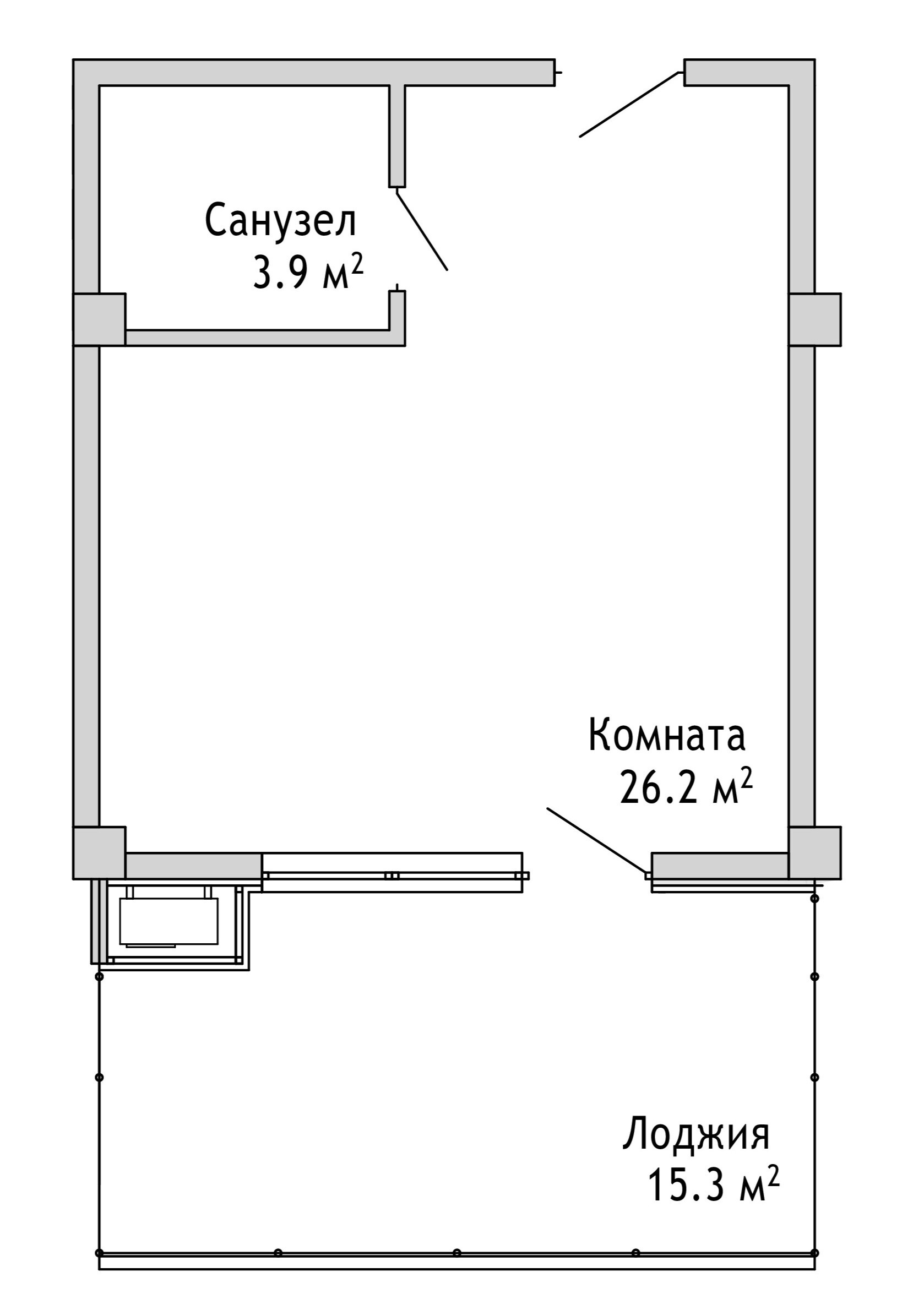 1-комн., 30.1 м², 2/7 этаж, ЖК «Cosmos Черное море Риверта Отель»