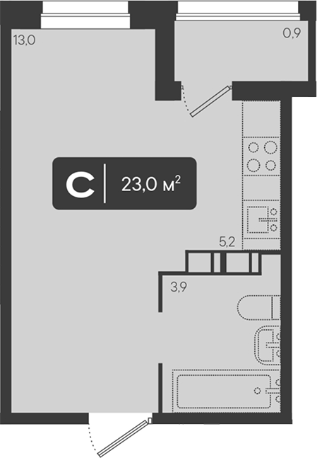 Студия, 22.1 м², 7/9 этаж, ЖК «Архитектор. ГК ЮгСтройИнвест»