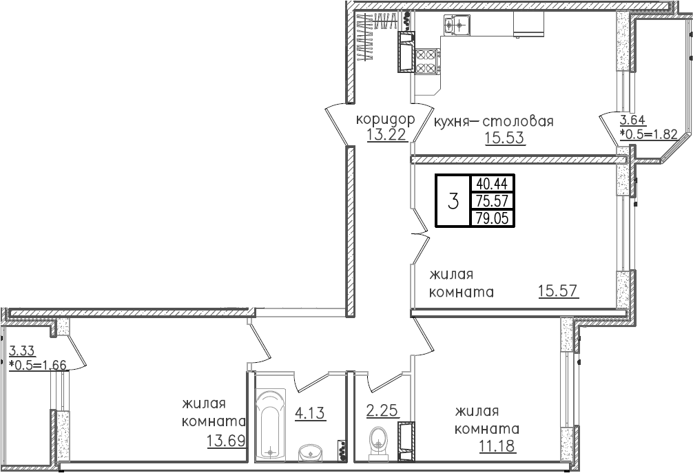 4+ комнаты, 75.57 м², 20/23 этаж, ЖК «Урал»