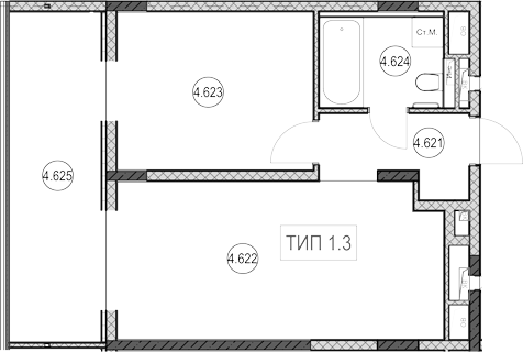 1-комн., 40.3 м², 5/9 этаж, ЖК «ГК Сан Гарден Хотел&СПА»