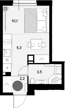 Студия, 21.1 м², 5/16 этаж, ЖК «Грейд»