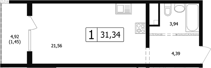 Студия, 29.89 м², 2/24 этаж, ЖК «Парусная регата»