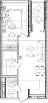 1-комн., 36.15 м², 6/8 этаж, ЖК «Гостиничный комплекс Белые ночи»