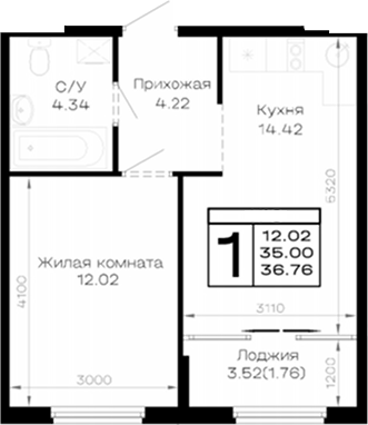 1-комн. Усадьба Гостагаевская