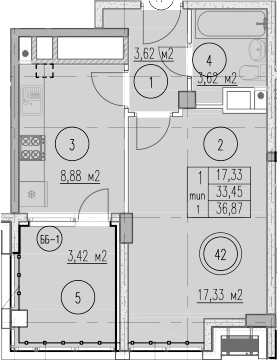 1-комн., 33.45 м², 7/9 этаж, ЖК «Agoy Park Residence by Lavicon»