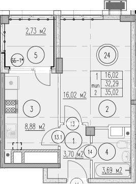 1-комн., 32.29 м², 4/10 этаж, ЖК «Agoy Park Residence by Lavicon»