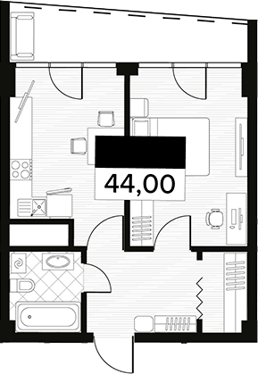 Объект, 44 м², 7/14 этаж, ЖК «Горизонт. AVA Сочи»