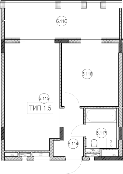 1-комн., 41.2 м², 1/7 этаж, ЖК «ГК Сан Гарден Хотел&СПА»