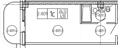 Студия, 26.72 м², 8/9 этаж, ЖК «Лучи»