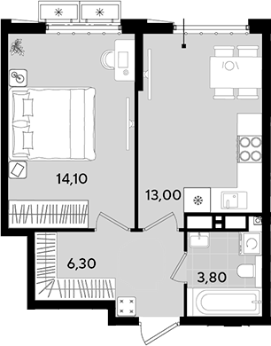1-комн., 37.2 м², 17/18 этаж, ЖК «Порто-Ново»