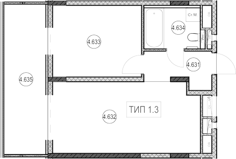 1-комн., 40.3 м², 6/9 этаж, ЖК «ГК Сан Гарден Хотел&СПА»