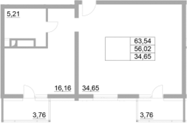 1-комн., 56.02 м², 5/8 этаж, ЖК «Времена года. Бэст Торг»