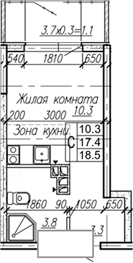 Продается 1-комн. квартира, 17.4 м²