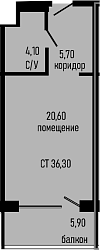 Студия, 30.4 м², 3/8 этаж, ЖК «Курортный отель Алеан Селект Агой»