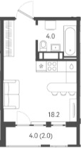 Студия, 22.2 м², 18/24 этаж, ЖК «Все Свои VIP»