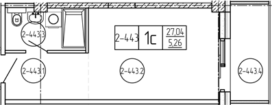 Студия, 27.04 м², 4/9 этаж, ЖК «Лучи»