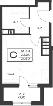 Студия, 20.2 м², 1/4 этаж, ЖК «ЭкоСфера. ГК Во-первых»