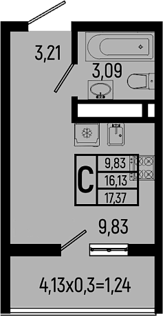 Студия, 16.13 м², 9/9 этаж, ЖК «Ботаника Хиллс»