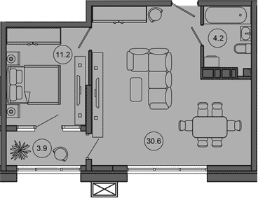 2-комн., 46 м², 2/10 этаж, ЖК «Гостиничный комплекс GREENMONT»