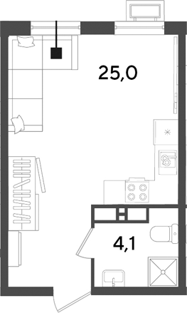 Студия, 29.1 м², 10/18 этаж, ЖК «Парк Победы»