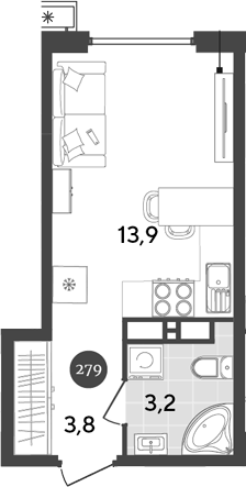 Студия, 20.9 м², 11/18 этаж, ЖК «Порто-Ново»