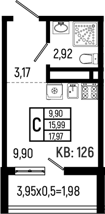 Студия, 15.99 м², 12/18 этаж, ЖК «Ботаника Хиллс»