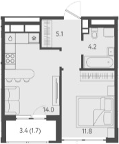 1-комн., 35.1 м², 21/24 этаж, ЖК «Все Свои VIP»