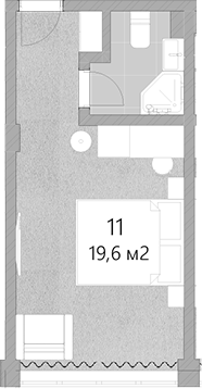 Студия, 19.6 м², 2/3 этаж, ЖК «Грейс Лазурь»