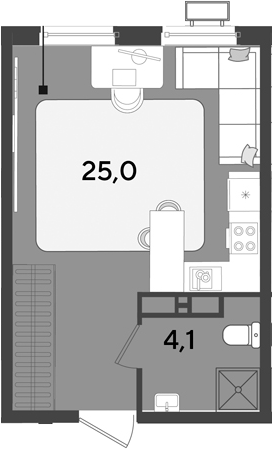 Студия, 29.1 м², 12/18 этаж, ЖК «Парк Победы»