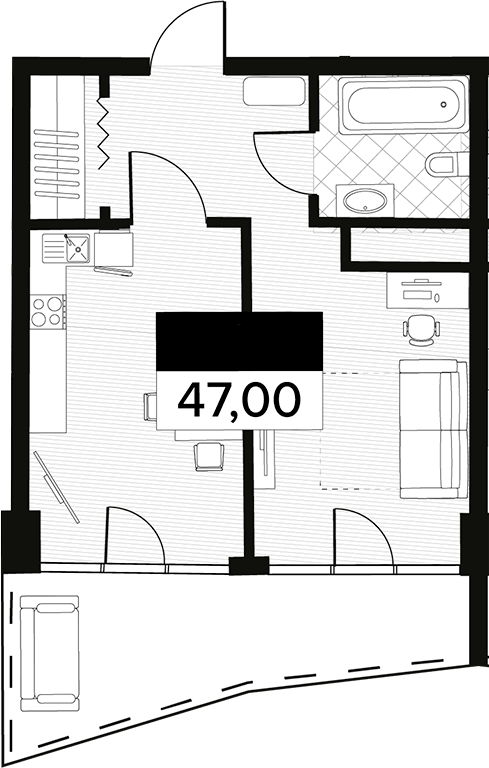 Объект, 47 м², 5/14 этаж, ЖК «Горизонт. AVA Сочи»