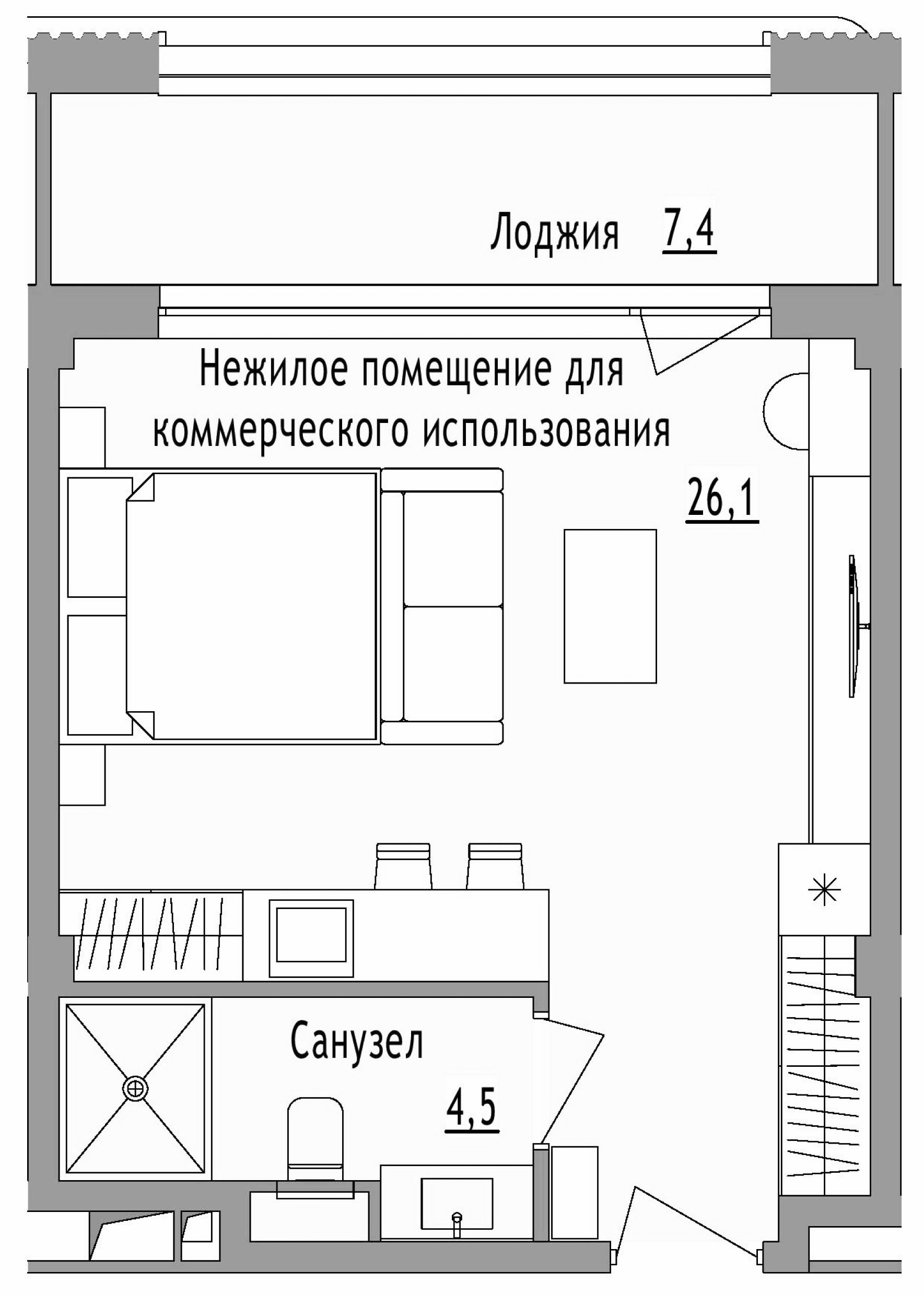 1-комн., 30.6 м², 2/7 этаж, ЖК «Cosmos Черное море Риверта Отель»