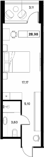 Студия, 25.87 м², 3/6 этаж, ЖК «Гостиничный комплекс Белые ночи»