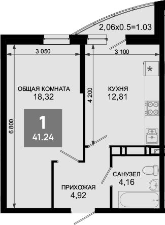 Продается 1-комн. квартира, 40.21 м²