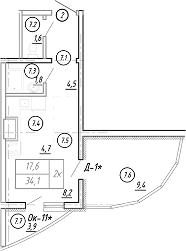 Студия, 20.3 м², 7/17 этаж, ЖК «Резиденция Ясногорская»