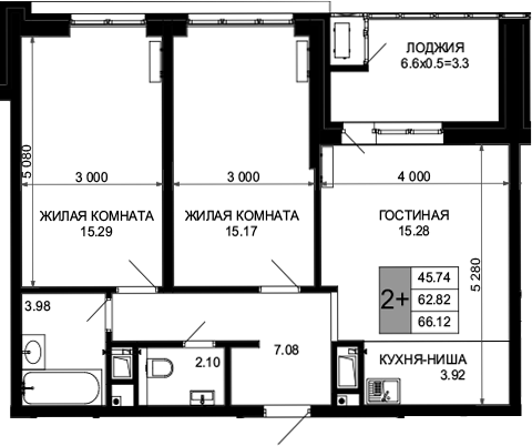 Продается 3-комн. квартира, 62.82 м²