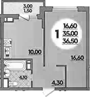 1-комн., 35 м², 2/18 этаж, ЖК «Парк у дома»