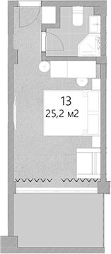 Студия, 25.2 м², 3/3 этаж, ЖК «Грейс Лазурь»