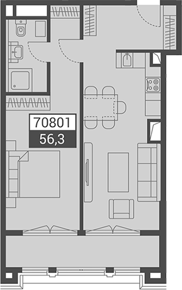 Объект, 56.3 м², 2/7 этаж, ЖК «Красная поляна 540»