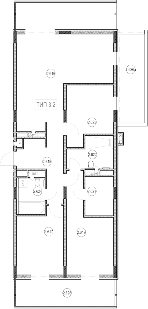3-комн., 96.1 м², 6/9 этаж, ЖК «ГК Сан Гарден Хотел&СПА»