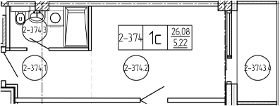 Студия, 26.08 м², 3/9 этаж, ЖК «Лучи»