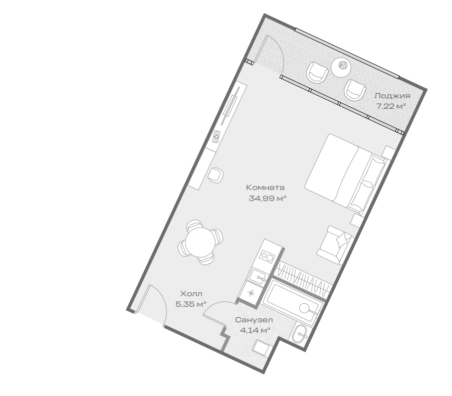 Студия, 44.48 м², 4/4 этаж, ЖК «Космос Селекшн Сочи Сиалия Резорт 5*»