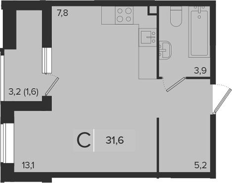 Студия, 30 м², 3/9 этаж, ЖК «Эрмитаж»