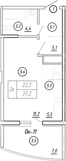 Студия, 33.4 м², 7/17 этаж, ЖК «Резиденция Ясногорская»