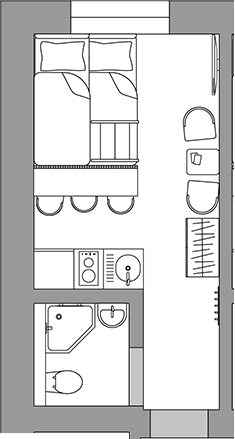 Студия, 15.4 м²