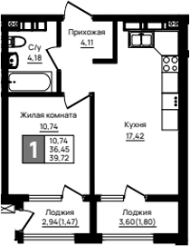 Продается 1-комн. квартира, 36.45 м²