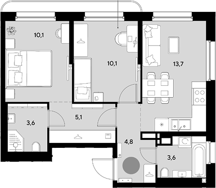 Продается 2-комн. квартира, 51 м²