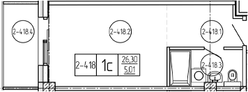 Студия, 26.89 м², 4/9 этаж, ЖК «Лучи»
